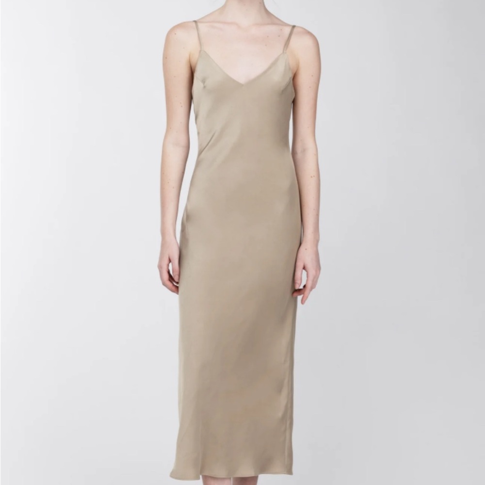 OAK + FORT Beige Slip Midi Dress